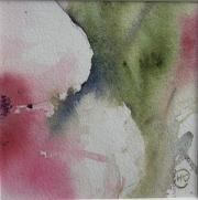 Pink rose on left side with green background