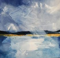 Headland with sea and two birds