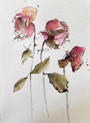 Three red roses on the edge of life.