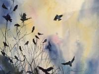 At the End of the Day Evening sky with rooks coming home to roost