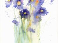 Meadow Flowers Blue/mauve scabious flowers with green stems