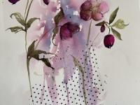 Hellebore Bouquet Dark pink hellebores with collaged tissue paper