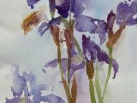 Iris Elegance Blue irises against a pale blue background