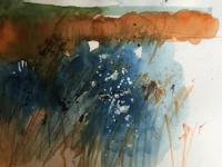 Flying Across the Reeds Band of gold, blue water and birds Wicken Fen