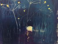 Moonlit River Bank Dark blues with gold flecks suggeting moon lit water