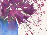 Lily Spray Purple lilies in a blue vase
