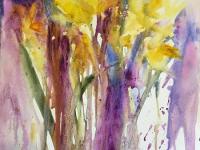 Spring Colours Yellow/golds, purple/pink Spring flowers intermingling