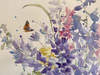 Wing Tips and Petals Delphiniums with a butterfly